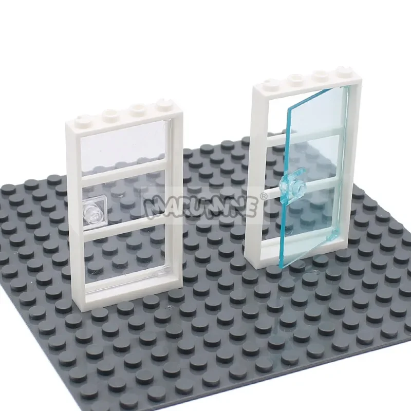 Marumine 60616 Window Door Frame 1x4x6 Building Blocks 60596 MOC Parts with Glass Toys for Children House City Compatible Brick 6
