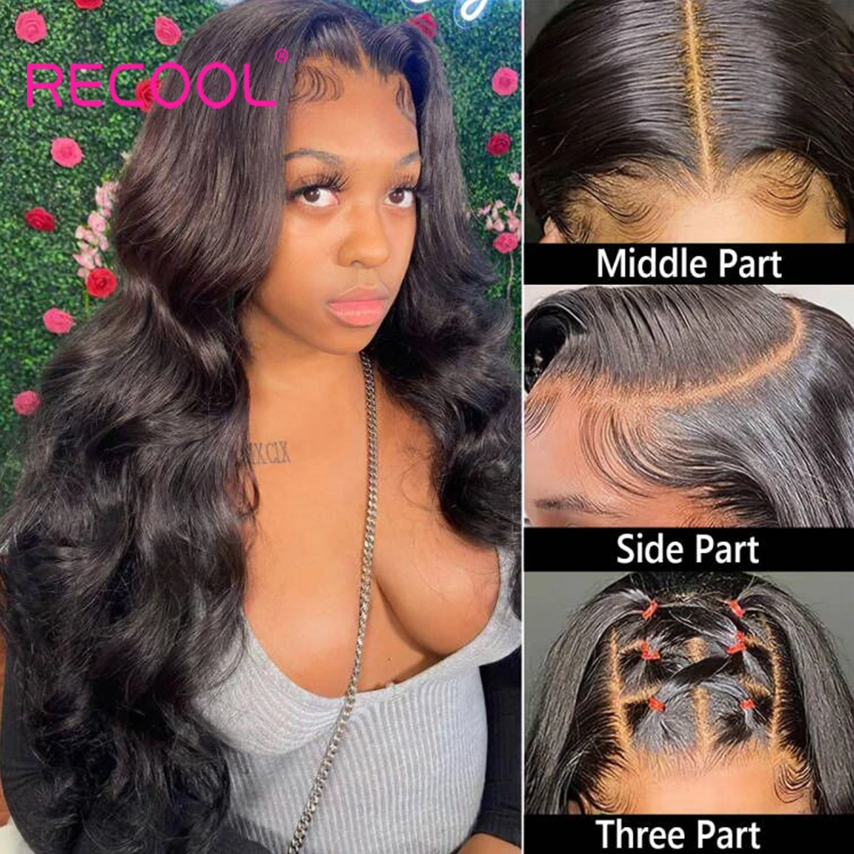 Recool Lace Front Human Hair Wigs Body Wave HD Lace Frontal Wig Ready To Go Transparent Wigs For Women Human Hair