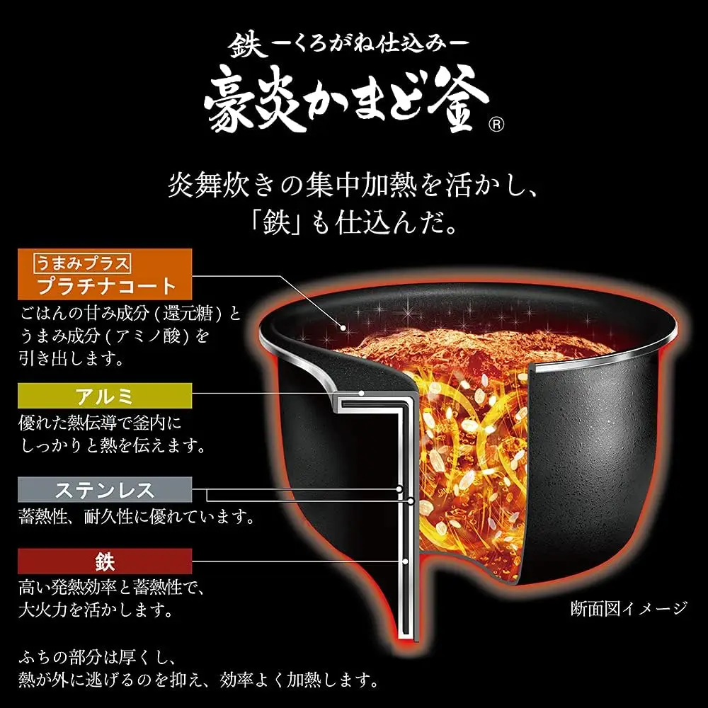 pressure IH rice cooker (5.5 cups) black ZOJIRUSHI extreme cooking NW-JU10-BA 3