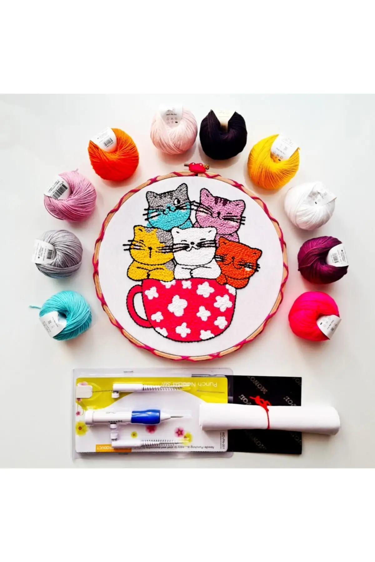 

Punch Embroidery Starter Set Cats Embroidery Kits Hobby Supplies & Entertainment Life