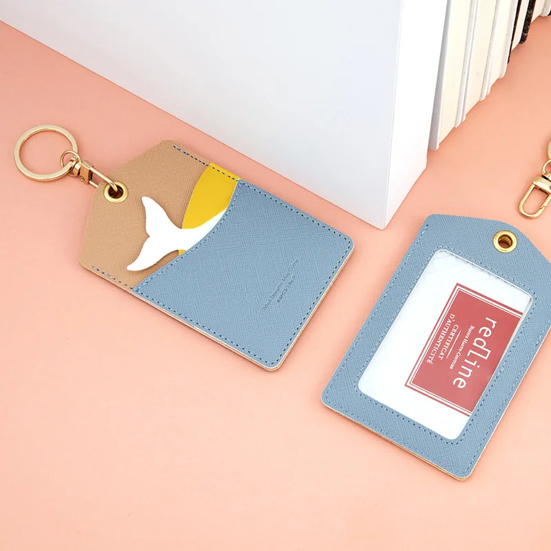 Cute Animal Key Chain Card Holder Creative PU ID Card Holder Work Card Elevator Card Pendant Keychain Credit Card Case Gift