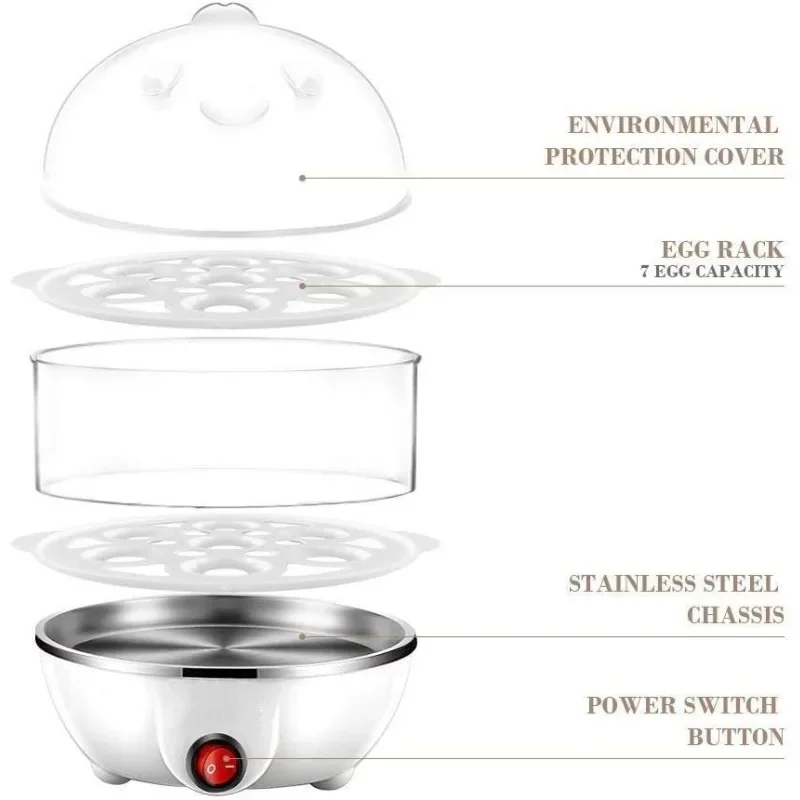 Egg cooker electric egg cooker egg cooker double egg poacher multi-function automatic power off steamer home nutrition breakfast machine kitchen utensils