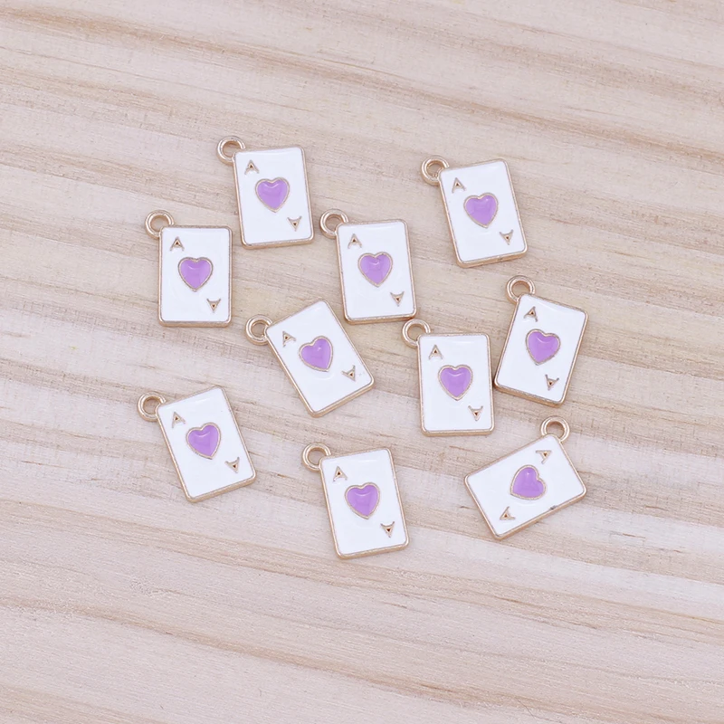 10pcs 16mm Poker Playing Cards Enamel Charms Ace Joker Metal Charms for Earrings Keychain Jewelry Making Supplies Diy findings