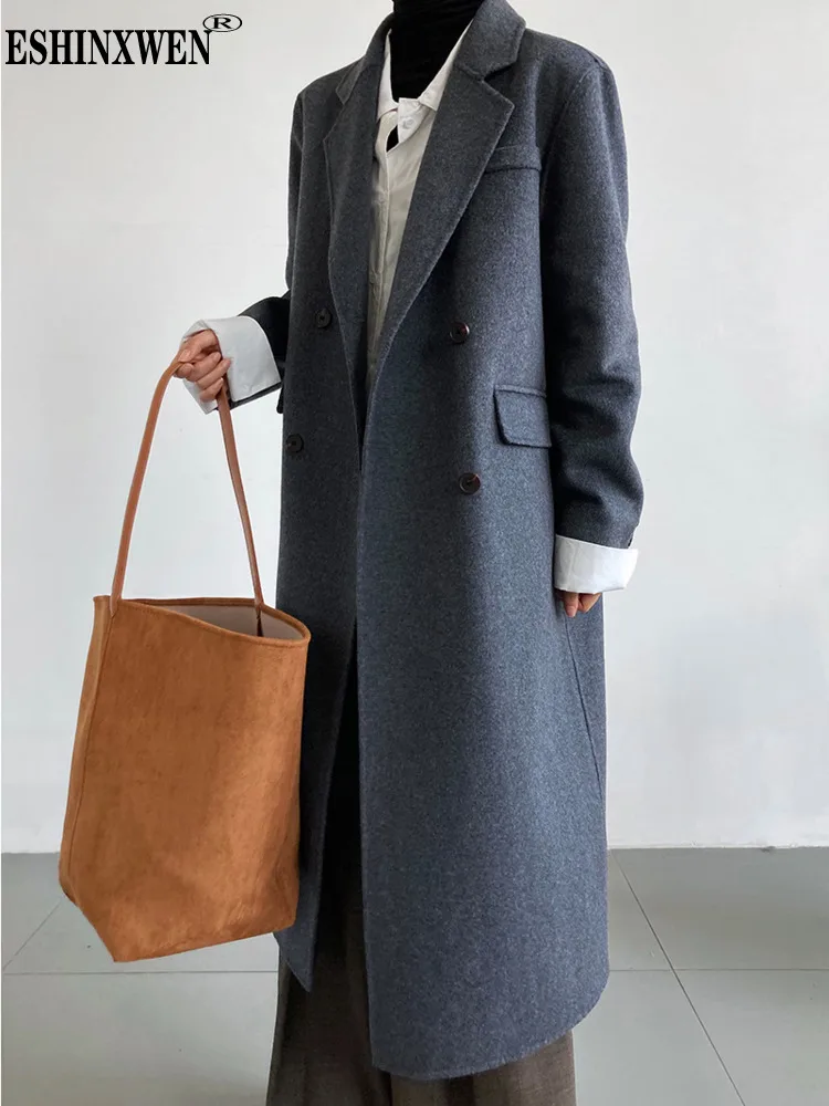 

Eshin Notched Collar Long Sleeve Double Breasted Woolen Windreaker Coats For Women 2023 Winter Fashion Female New Jackets TH5508