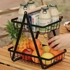 2-Tier Kitchen Organizer Fruit Basket Vegetable Basket Bathroom Cosmetic Removable Stand Storage Shelf Kitchen Storage Rack 2