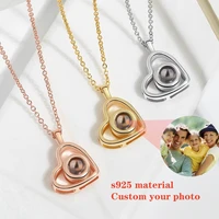 WGPTBDL Photo Custom Projection Personalized Image Pendant Charm Simple Heart Shaped Projection Accessory Memorial Familay Gift