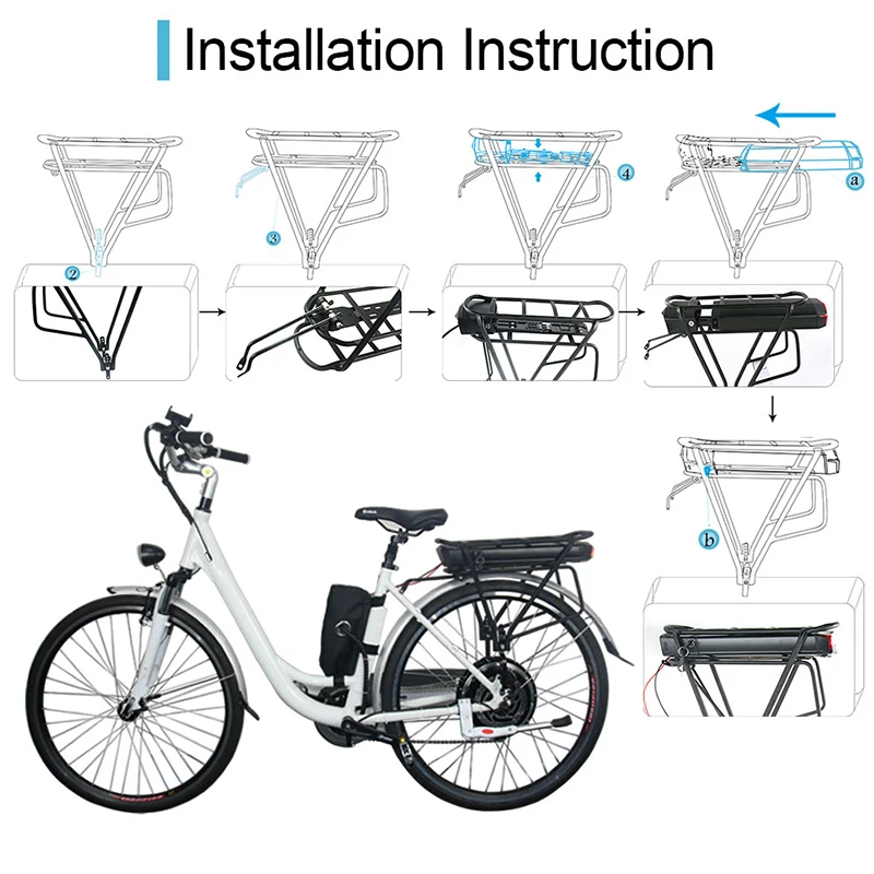 Batteria Ebike 36V 17.5Ah 13AH 15H Batteria per bicicletta elettrica per portapacchi posteriore 18650 Confezione per kit motore 36V 250W 350W 500W - immagine 6