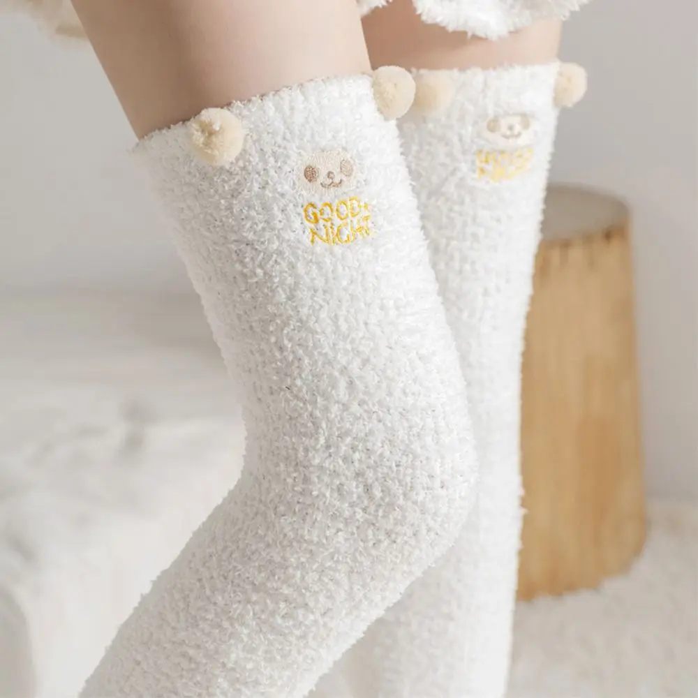 

Velvet Leg Sleeve Long Tube Solid Color For Girl Women Leg Warmers Cartoon Foot Cover Lolita Knee Protector Over Knee Socks
