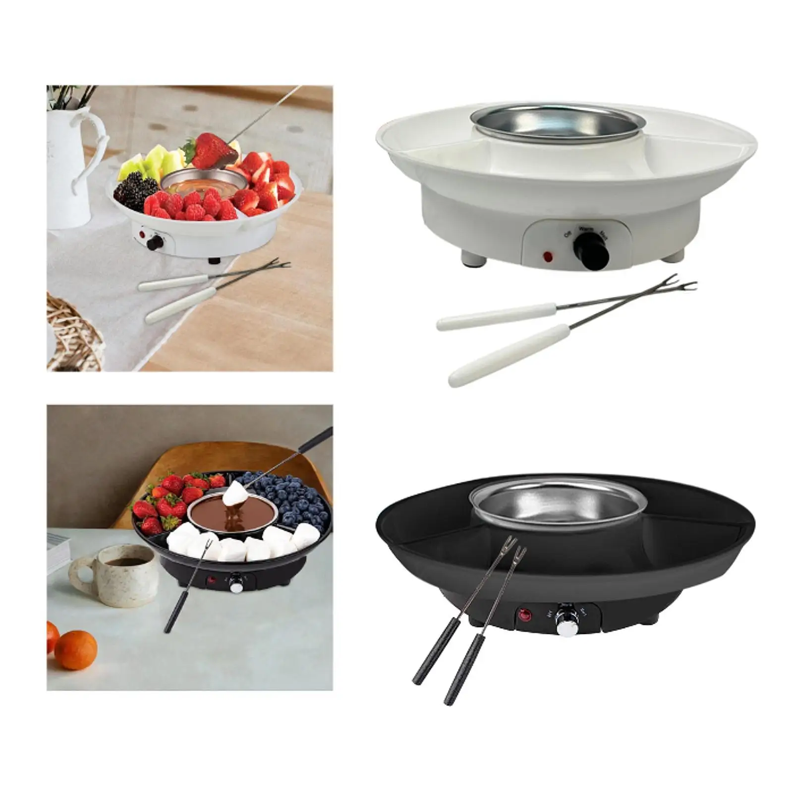 Electric Fondue Pot Set EU Plug Kitchen Gadgets for Dippings Entrees Candies