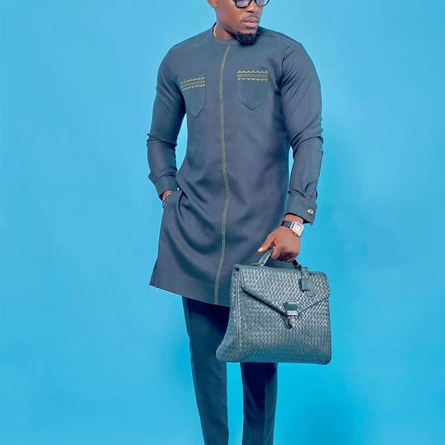 Deji Embroidered Long Sleeve Dashiki Outfit - Image 2
