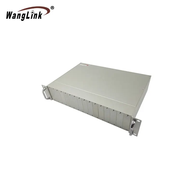 Wanglink 2U 19 inch standard alone rackmount chassis 16 slots/ports media converter chassis