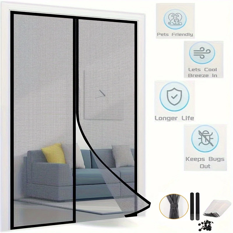 ประตูมุ้งกันยุงหน้าจอยุง Moustique ผ้าม่านสําหรับ House Home ตาข่ายแม่เหล็กอัตโนมัติผ้าม่าน Anti Fly แมลง Mosquitera 1