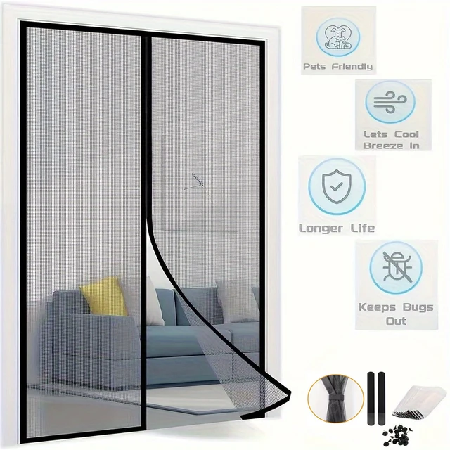 ประตูมุ้งกันยุงหน้าจอยุง Moustique ผ้าม่านสําหรับ House Home ตาข่ายแม่เหล็กอัตโนมัติผ้าม่าน Anti Fly แมลง Mosquitera 1
