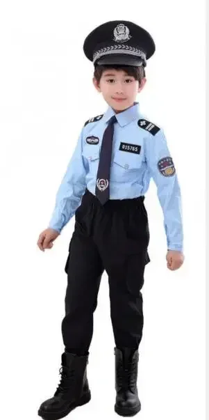 1set/lot Kids Police Officer Cosplay Costume Set Children's Day Wear Girls boy Policewoman Uniform cosplay