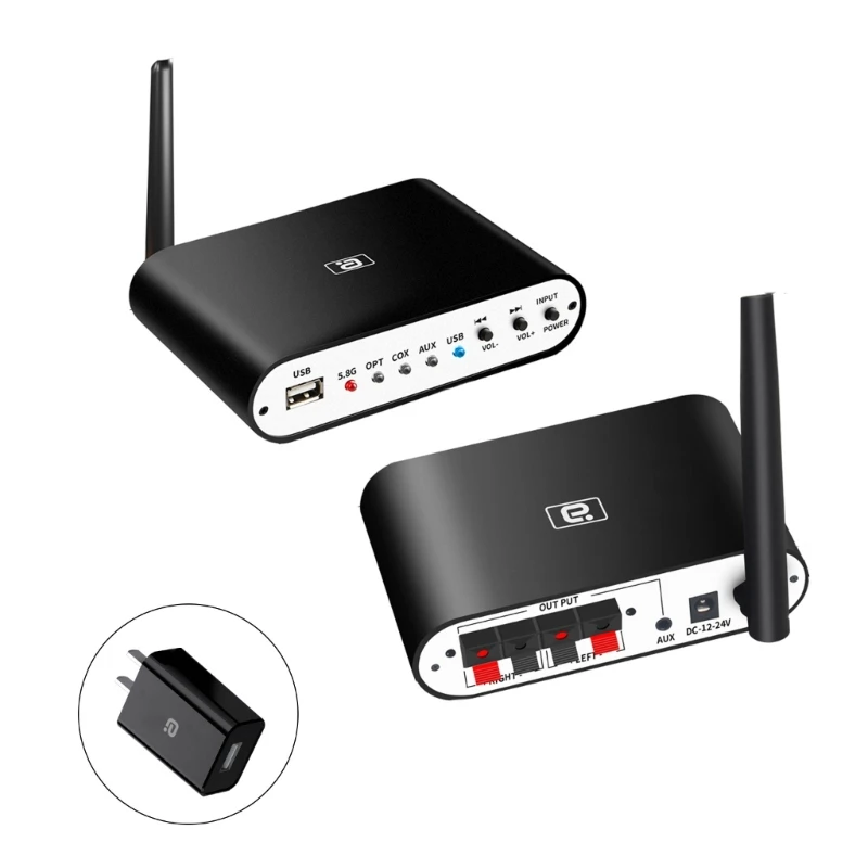 

Wireless Transmitter Receiver Home Car 5.1 Channel Digital Home Receiver System U Disk Optical Fiber Coaxial AUX
