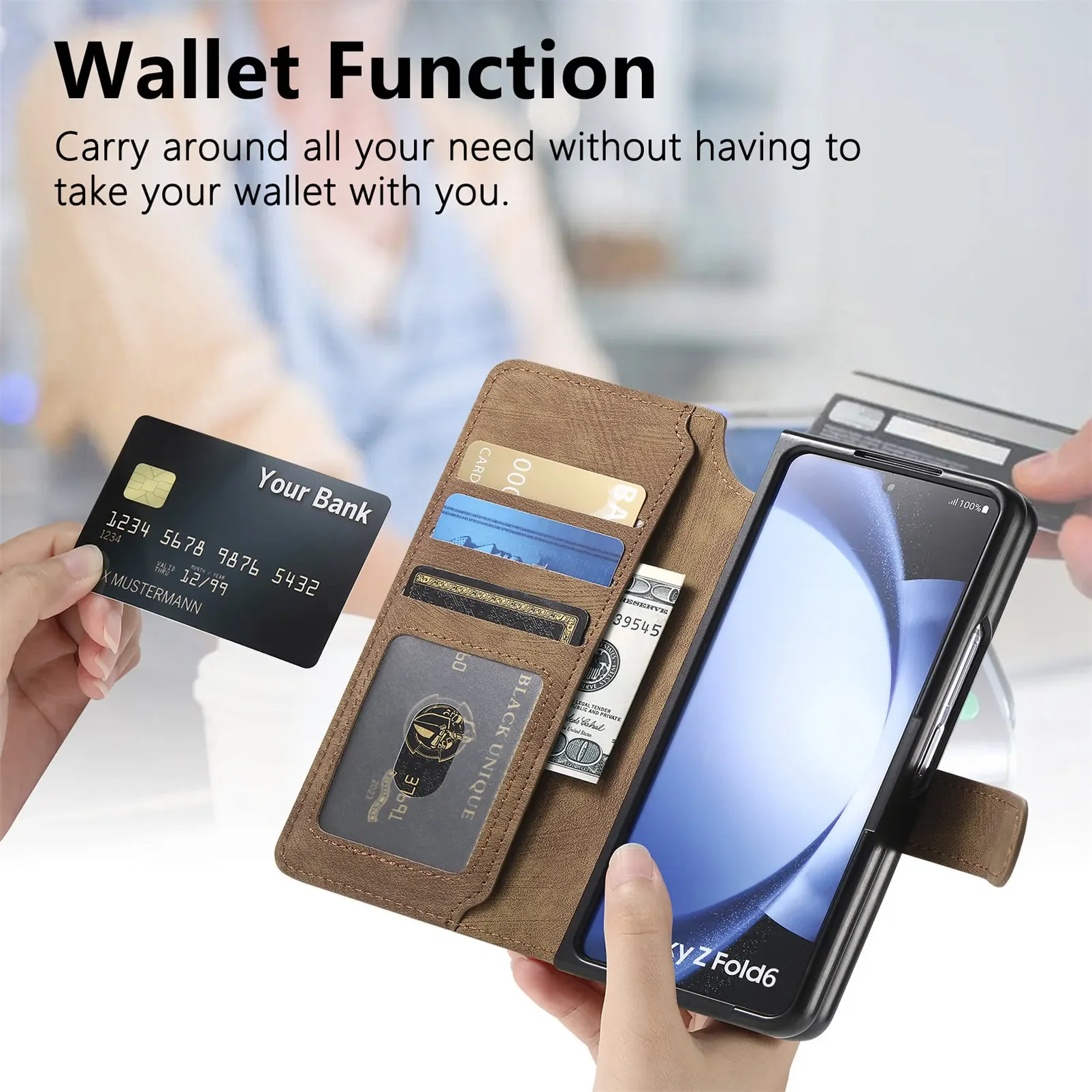 2-in-1 Detachable Wallet Flip Case with Magnetic Cover