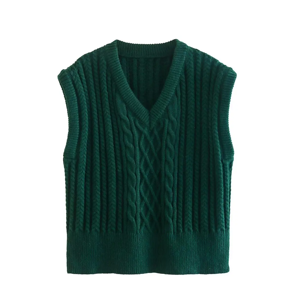 NORPOJIN Dark Green V-Neck Sleeveless Vests Women's Sweater Women Pullover  Sweaters Vest Jumpers Clothing Fall Winter - AliExpress