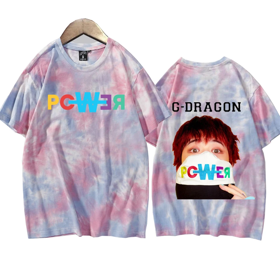 G Dragon POWER Tie Dye Shirts Unisex Round Neck Short Sleeve Tee