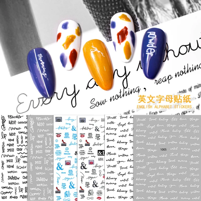 English Alphabet Nail Stickers Multi Color English Alphabet Nail