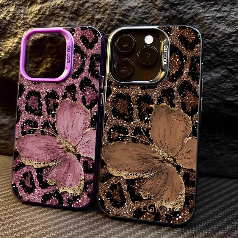 Leopard Print Butterfly Phone Case