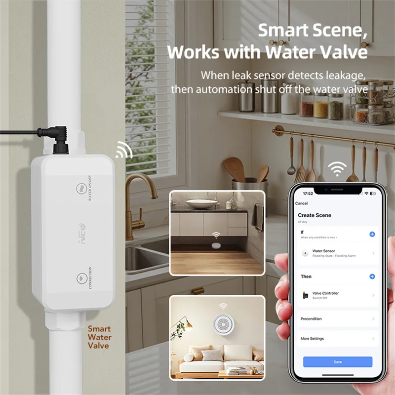 Tuya Smart WiFi Water Leak Alarm Kit 3 Pack Water Sensors with 90dB Adjustable