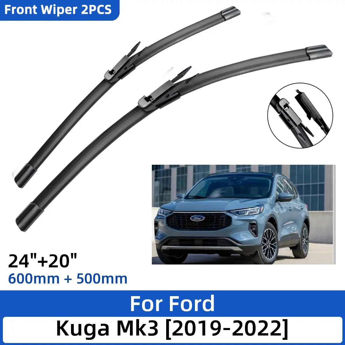 

Щетки стеклоочистителя для Ford Kuga Mk3, 2019-2022, 24 + 20 дюймов, 2 шт.
