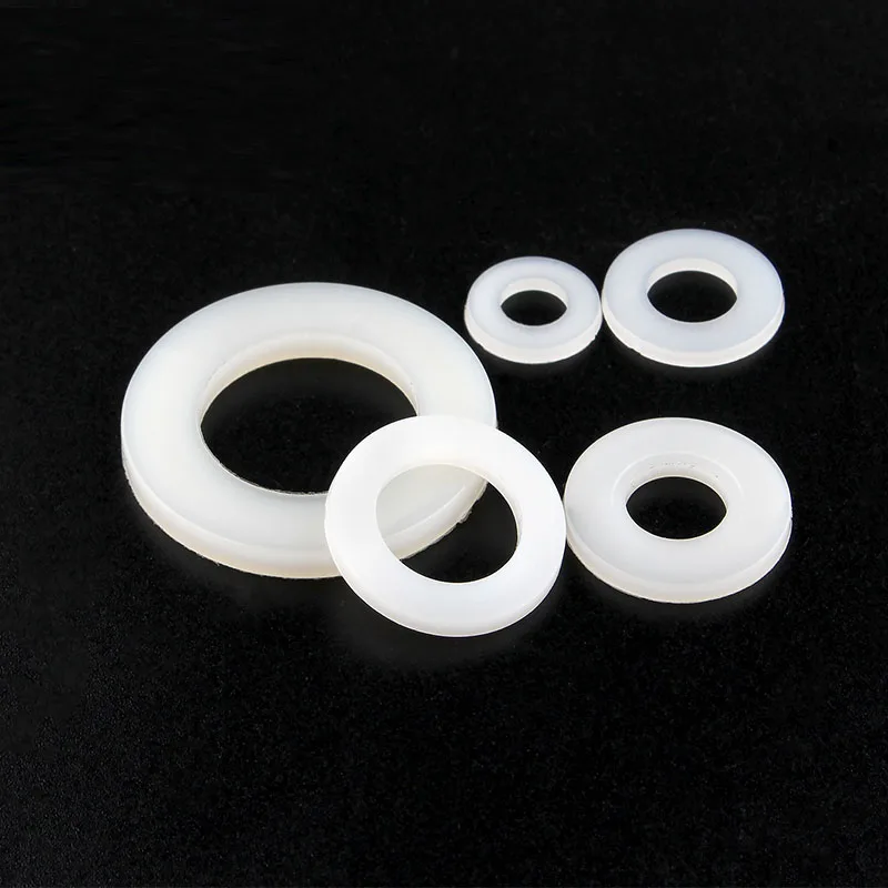 Plastic Nylon Flat Washer Plane Spacer rubber washers stainless steel washer sealing gasket adjusting shim gasket battery insulation gasket M2 M2.5 M3 M4 M5 M6 M8 M10 M12~ M24 Insulation Gasket Ring For Screw 0.5~3mm White/ Black
