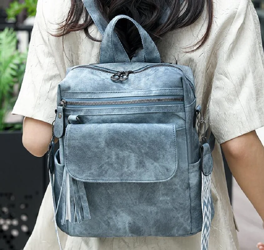

Модные дизайнерские высококачественные кожаные рюкзаки с кисточками, женские повседневные вместительные дорожные сумки через плечо, винтажные тоуты
