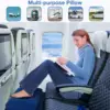 Airplane Foot Rest Travel Foot Rest Pillow Inflatable Travel Foot Rest for Airplanes Adjustable Height 3-Layer Ergonomic Folding 5