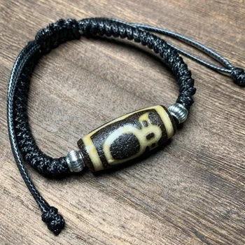 Tibetan Buddhism Dzi Beads Bracelet Adjustable Leather Cord Braided Agate Lucky Amulet Bracelets