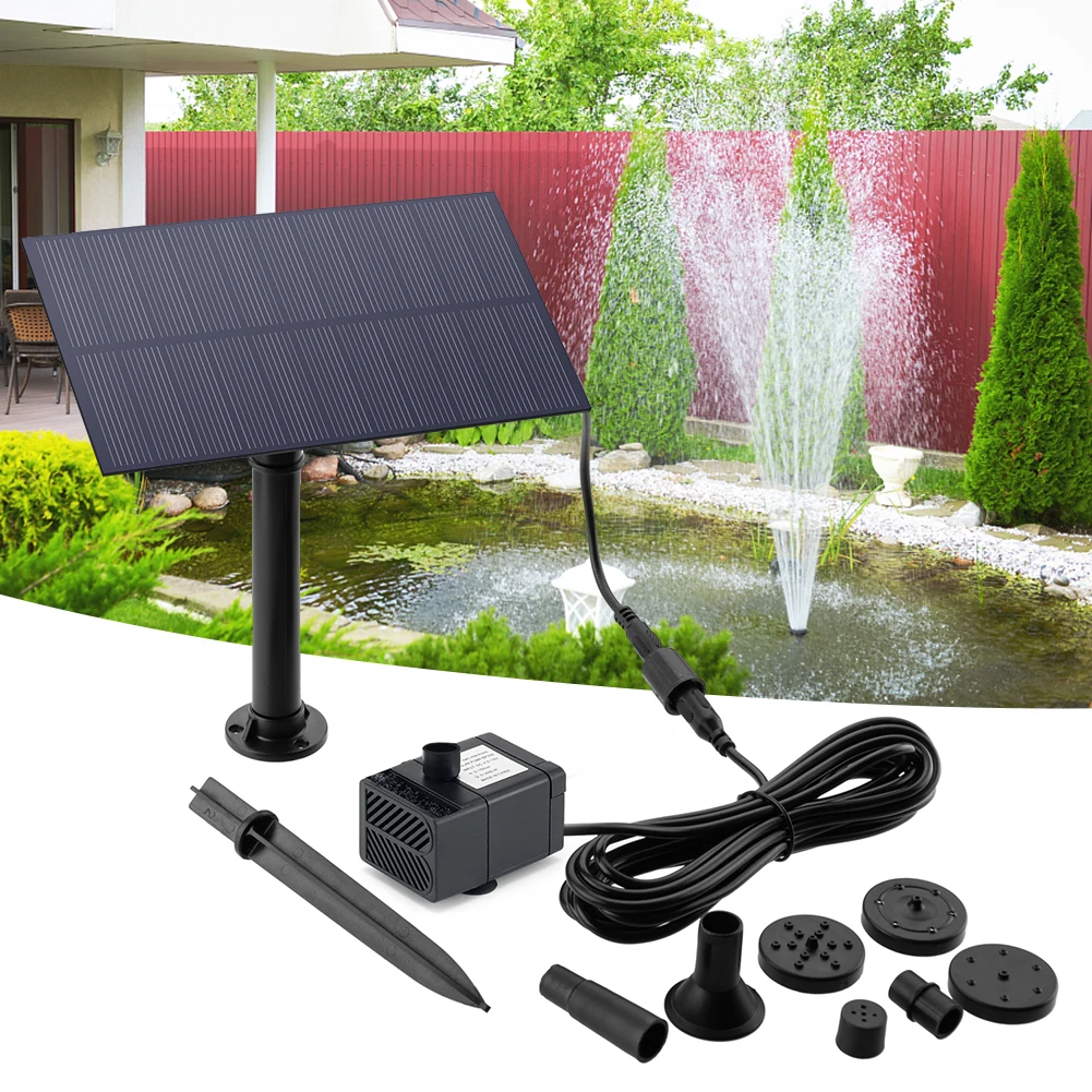 5W 5V Solar Power Panel Water Pump Garden Decoration with Stake Solar Panel Fountain Watering System Energy Saving Kits for Pool