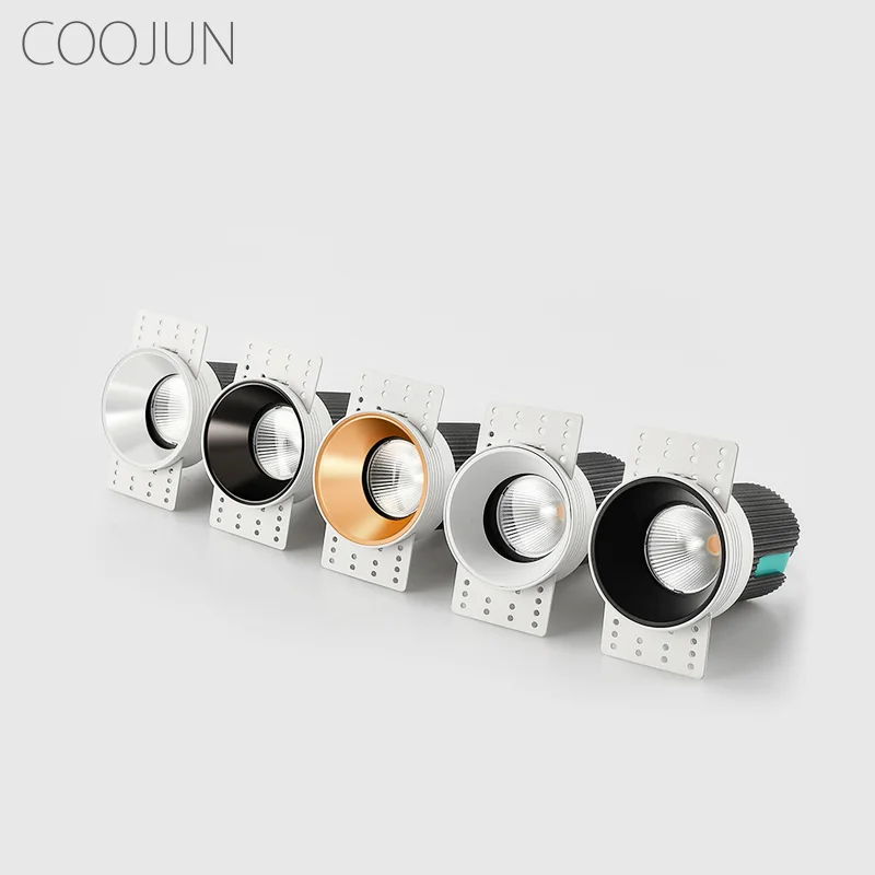 COOJUN LED Borderless Spot Light 7W Ra93 110-240V COB Deep Anti-dazzle Embedded Ceiling Spotlight Hidden Downlight Indoor Lights