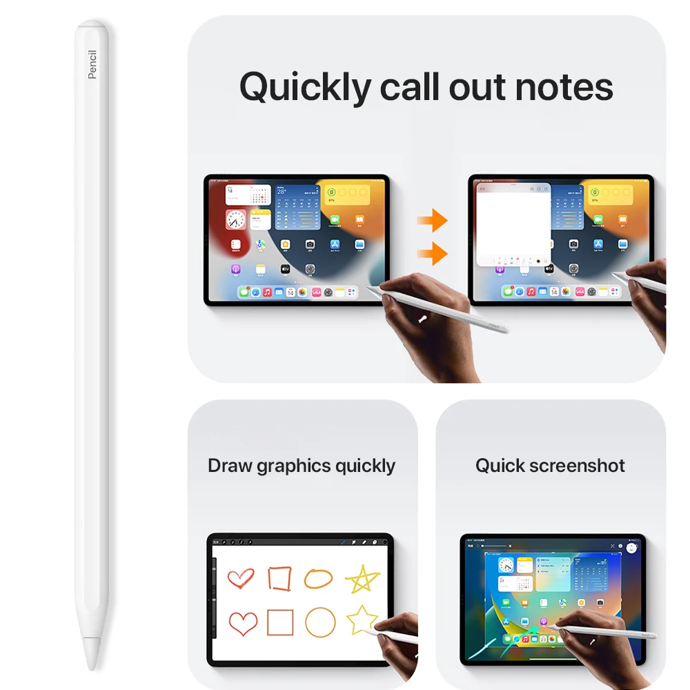 For Apple Pencil 2 Wireless Charging Palm Rejection Stylus Pen for iPad Air 4 5 Pro 11 12.9 Mini 6 Accessories for iPad Pencil 6