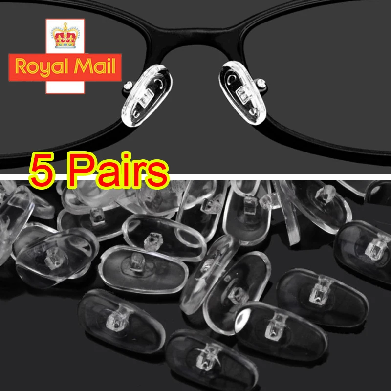 5 Pairs of SILICONE NOSE PADS for Glasses spectacle spectacles Push In/Push On: 3 - 5 Days Free Delivery Only UK