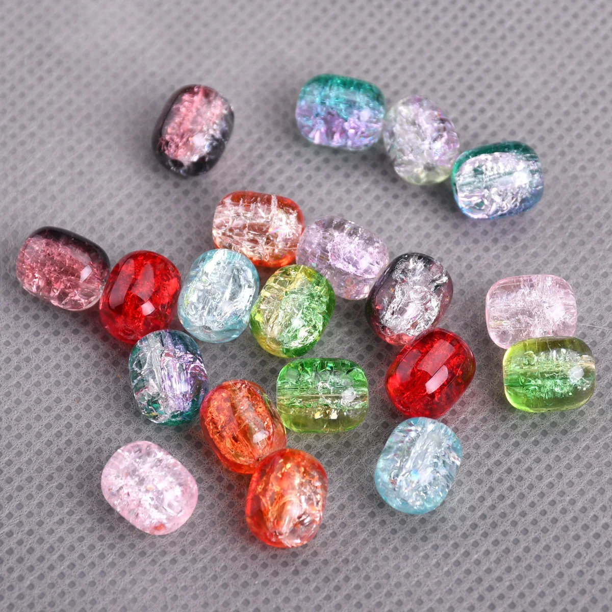 

20pcs Colorful Crackle Crystal Glass 10x8mm Cylinder Oval Shape Loose Cracked Beads Lot For Jewelry Making DIY Bracelet Findings