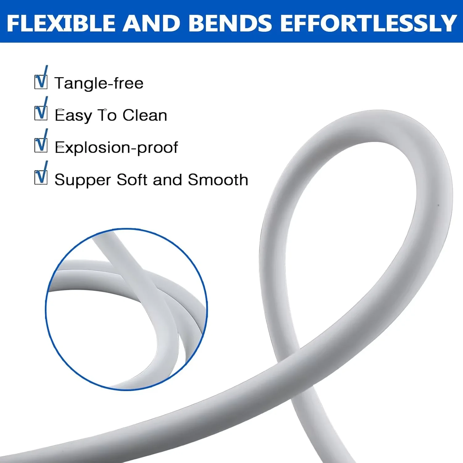 Shower Hose 1.5/2M Silicone Flexible Shower Hose Anti-Winding Extension High Pressure Pipe Showerhead Tube Bathroom Faucte Accessorie