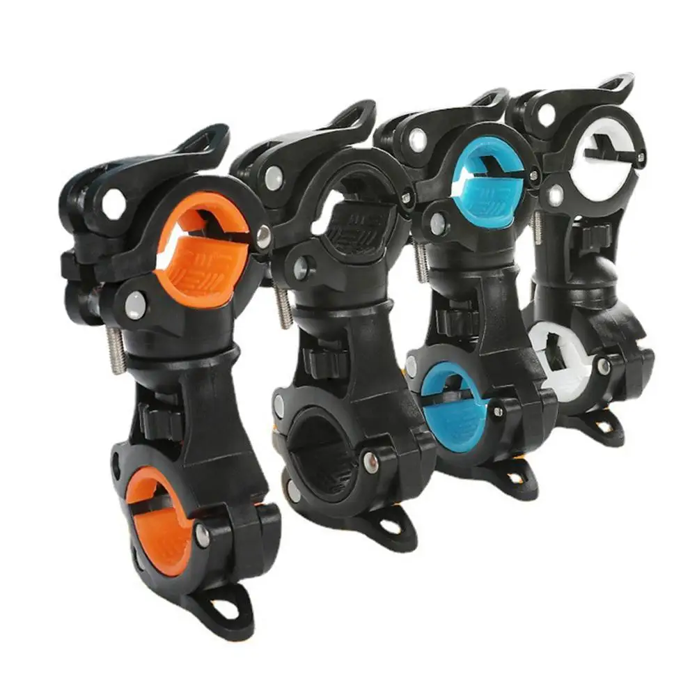 Bicycle Rotating Light Double Holder Bike LED Front Flashlight Lamp Cycling Pump Handlebar Holder Bicycle Accessories