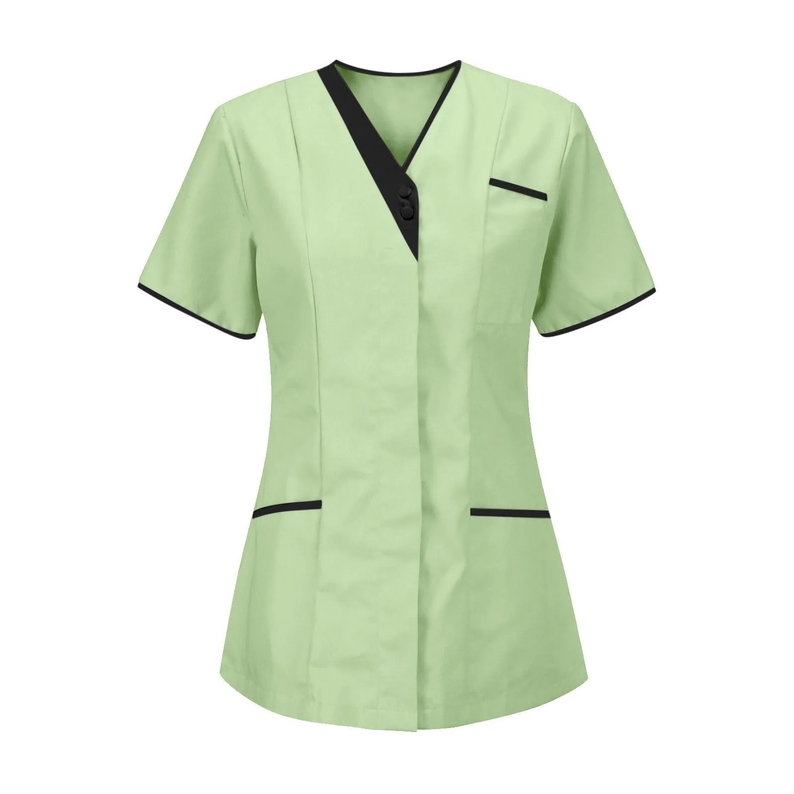 Modischer, einfarbiger Damen-Overall mit V-Ausschnitt und kurzen Ärmeln und Taschen, einfache, leichte, bequeme Oberteile für den Sommer – Detail 10