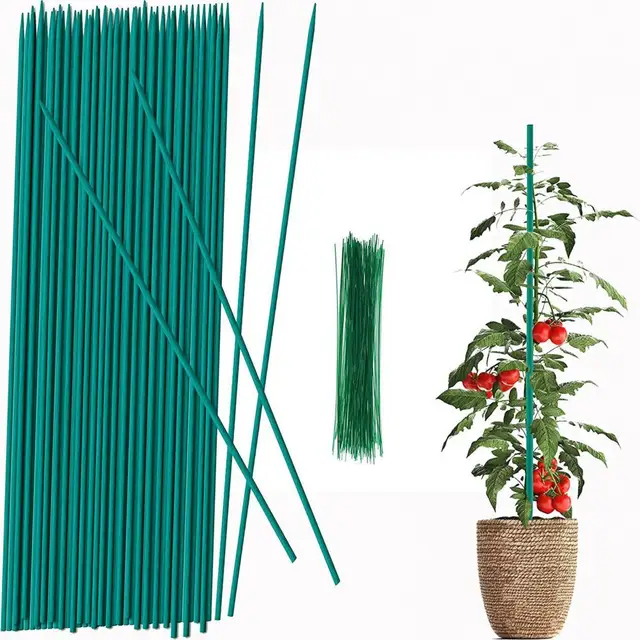 50 db Egyedi Kerti Bambuszpálcák Szilárd Növényi Tartó Keret Többcélú Termesztési Zöldségek Zöld Botok