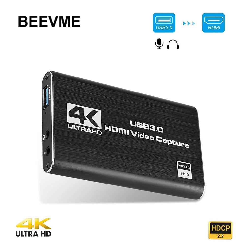 4K USB 3.0 Video Capture Card HDMI-compatible 1080P 60fps HD Video Recorder Grabber For OBS Capturing Game Card Live Streaming