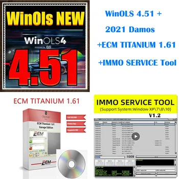 2023 Newest WinOLS 4.51 With Plugins Vmwar +2021 Damos +ECM TITANIUM+ IMMO SERVICE Tool+ ECU Remapping lessons + Video Guide Car 1