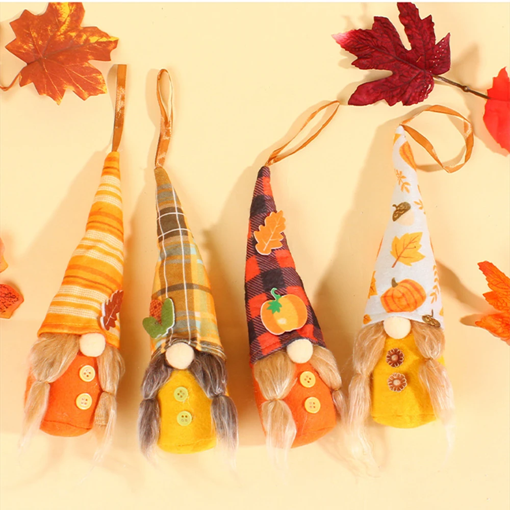 Fall Gnome Pumpkin Sunflower Swedish Elf Dwarf Plush Ornaments for Home Christmas Autumn Thanksgiving Decor