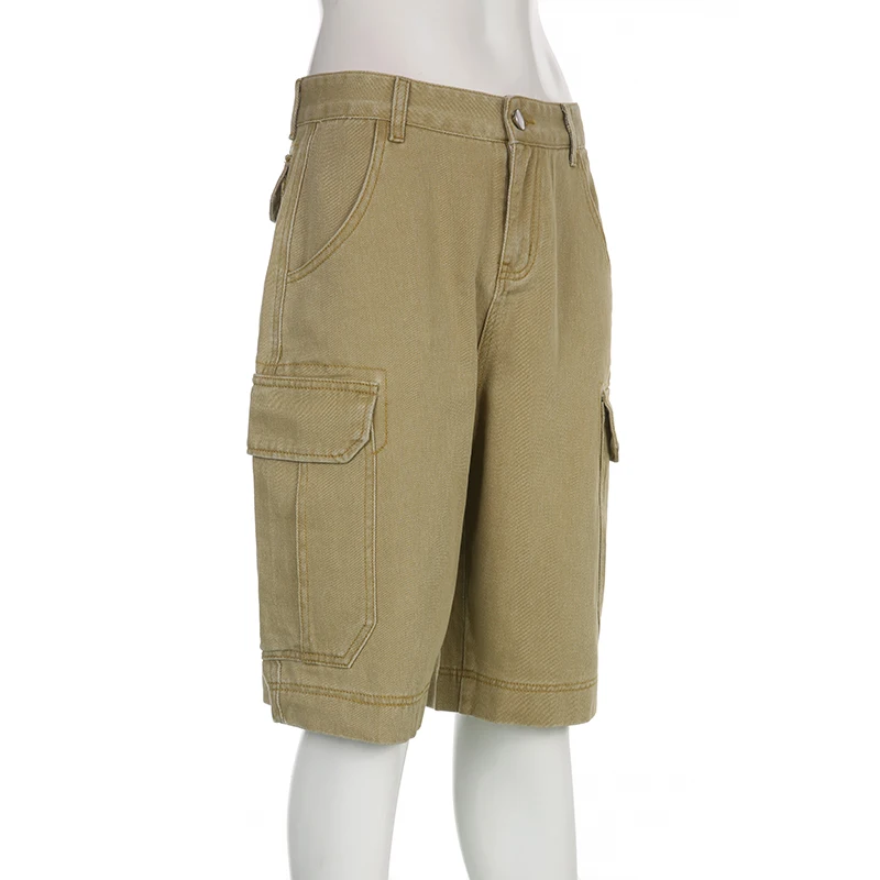 womens khaki cargo shorts 