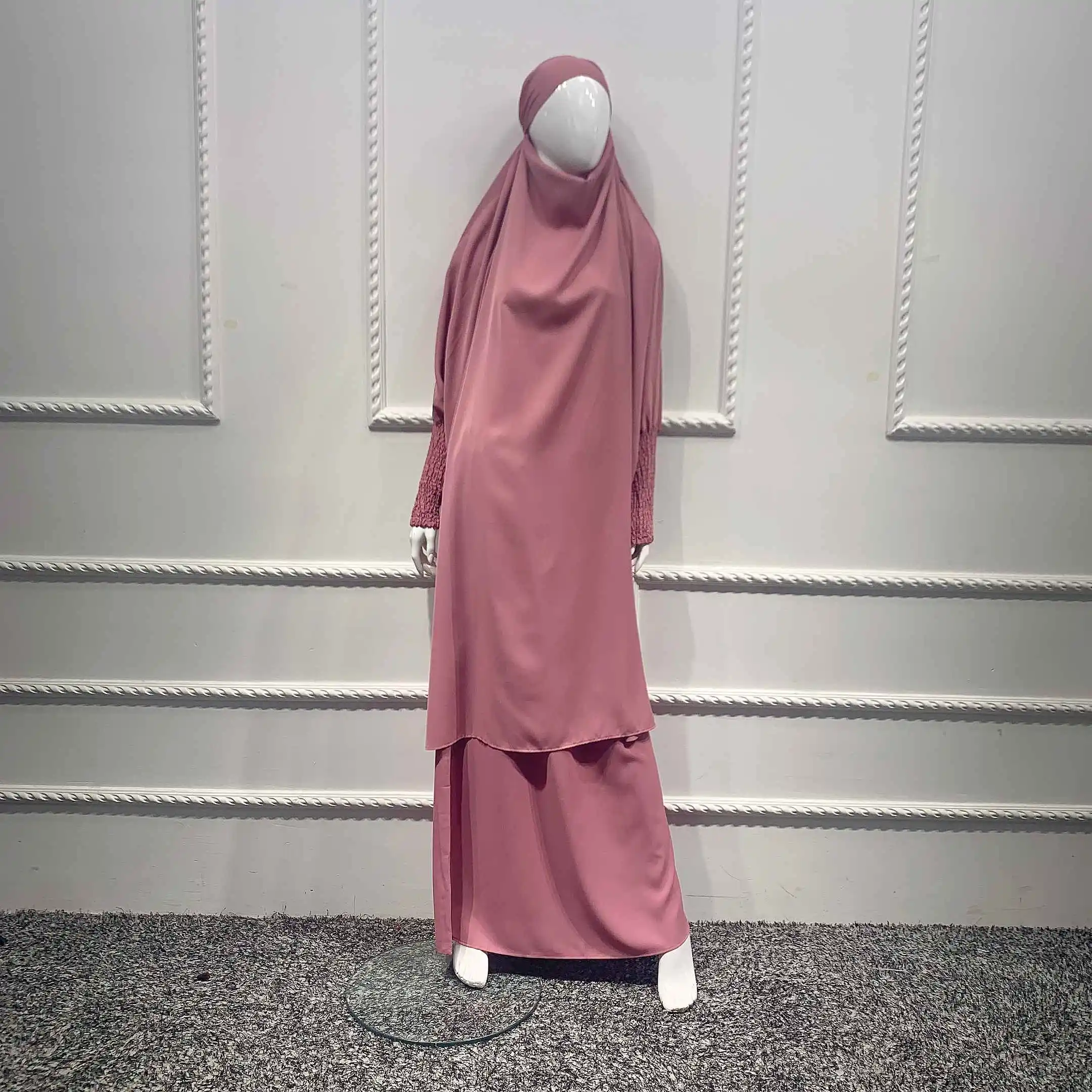 jilbab 2 piece set Muslim Women Long Khimar Abaya Nida Hijab Dress Prayer  Garment Ramadan Gown Abayas Skirt Set Niqab - AliExpress