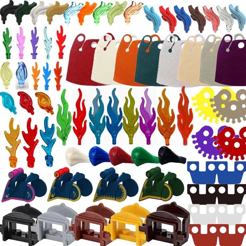 MOC Bausteine Mittelalterlicher Ritter Kriegspferd Zubehör Schwertgurt Pferdeseil Schwertgurt Flagge Feder Umhang Speer Mini-Bausteine Spielzeug