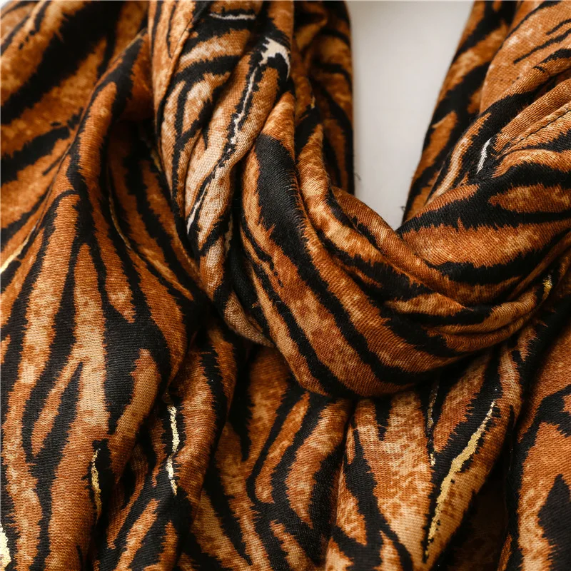 Herbst Neue Mode Khaki Lurex Glitter Leopard Fringe Viskose Schal Schal Hohe Qualität Wrap Pashmina Stola Bufandas Moslemisches Hijab – Detail 4