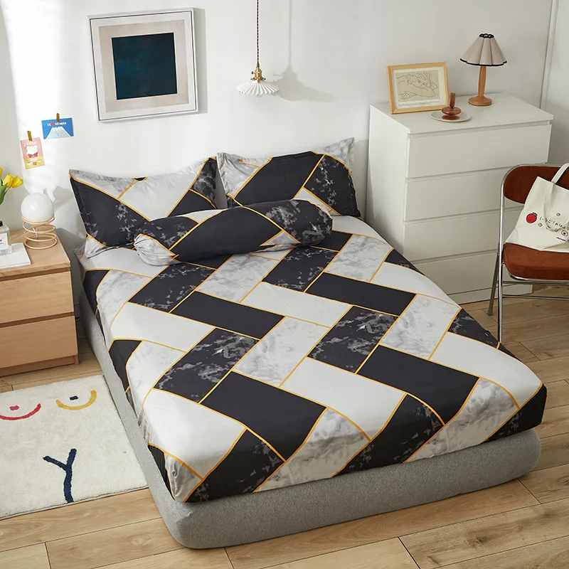 1pc  Bed Mattress Fitted sheet King Queen Size sheet  All-around Elastic Rubber Band Non-slip Dustproof Bed Sheet No pillowcase 2
