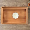 Wide Bamboo Organizer Tray Storage Bin with Handles for Cutlery Serving Spoons Cooking Utensils Teapot Teacup 5