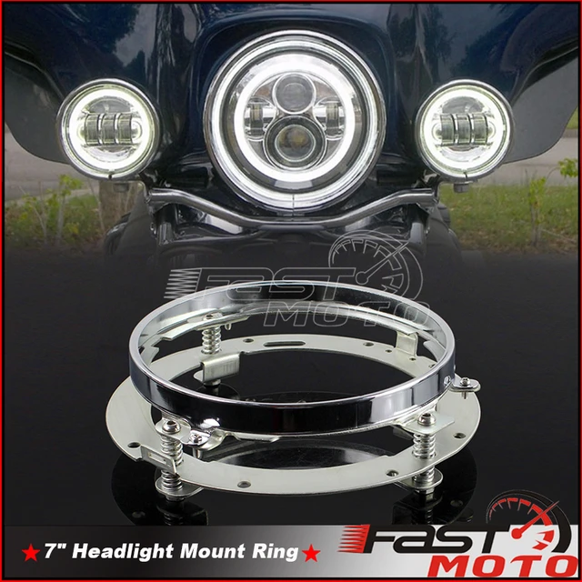 Motorrad Zubehör 7 Inch LED Scheinwerfer Montage Adapter Montieren Ring  Halterung Für Harley Softail Street Bob Touring Road King - AliExpress