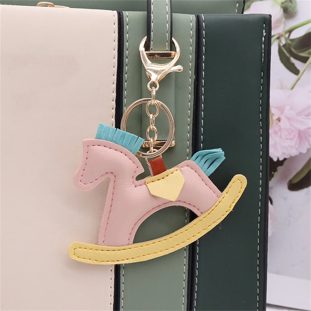Whimsical Horse Keychain with Leather Tassel – Delightful Accessory
